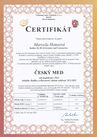 certifikát 28.5.2022